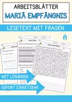 Vorschau - Arbeitsblätter - Mariä Empfängnis Religion Arbeitsblätter mit Fragen + Lösungen Lesetext - Deckblatt