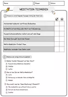 Vorschau - Arbeitsblätter - Meditation Techniken Religion Arbeitsblätter mit Fragen + Lösungen Lesetext - Seite 2