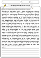 Vorschau - Arbeitsblätter - Menschenrechte Religion Religion Arbeitsblätter mit Fragen + Lösungen Lesetext - Seite 1