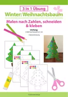 Vorschau - Mal- und Bastelvorlagen - 3 in 1 Übung im Winter: Weihnachtsbaum - malen, schneiden, kleben - Deckblatt