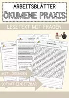 Vorschau - Arbeitsblätter - Ökumene Praxis Religion Arbeitsblätter mit Fragen + Lösungen Lesetext - Deckblatt