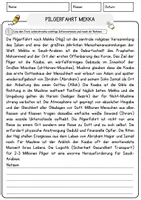 Vorschau - Arbeitsblätter - Pilgerfahrt Mekka Religion Arbeitsblätter mit Fragen + Lösungen Lesetext - Seite 1