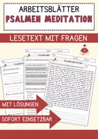 Vorschau - Arbeitsblätter - Psalmen Meditation Religion Arbeitsblätter mit Fragen + Lösungen Lesetext - Deckblatt