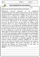 Vorschau - Arbeitsblätter - Religionskritik Historisch Religion Arbeitsblätter mit Fragen + Lösungen Lesetext - Seite 1