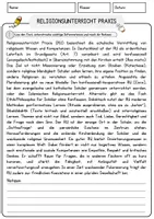 Vorschau - Arbeitsblätter - Religionsunterricht Praxis Religion Arbeitsblätter mit Fragen + Lösungen Lesetext - Seite 1
