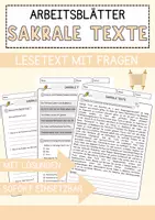 Vorschau - Arbeitsblätter - Sakrale Texte Religion Arbeitsblätter mit Fragen + Lösungen Lesetext - Deckblatt