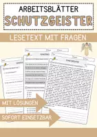 Vorschau - Arbeitsblätter - Schutzgeister Religion Arbeitsblätter mit Fragen + Lösungen Lesetext - Deckblatt