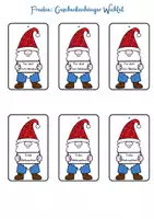 Vorschau - Mal- und Bastelvorlagen - Geschenkanhänger Nikolaus & Weihnachten: Wichtel (Kostenloses Freebie) bunt und schwarz-weiß - Seite 1