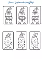 Vorschau - Mal- und Bastelvorlagen - Geschenkanhänger Nikolaus & Weihnachten: Wichtel (Kostenloses Freebie) bunt und schwarz-weiß - Seite 3