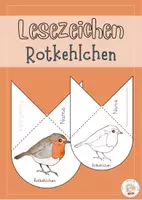 Vorschau - Mal- und Bastelvorlagen - Lesezeichenecke Rotkehlchen - Vögel im Winter - Deckblatt