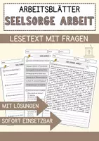 Vorschau - Arbeitsblätter - Seelsorge Arbeit Religion Arbeitsblätter mit Fragen + Lösungen Lesetext - Deckblatt