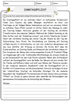 Vorschau - Arbeitsblätter - Sonntagspflicht Religion Arbeitsblätter mit Fragen + Lösungen Lesetext - Seite 1