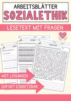 Vorschau - Arbeitsblätter - Sozialethik Religion Arbeitsblätter mit Fragen + Lösungen Lesetext - Deckblatt