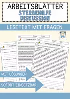 Vorschau - Arbeitsblätter - Sterbehilfe Diskussion Religion Arbeitsblätter mit Fragen + Lösungen Lesetext - Deckblatt