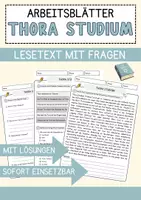 Vorschau - Arbeitsblätter - Thora Studium Religion Arbeitsblätter mit Fragen + Lösungen Lesetext - Deckblatt