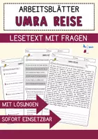 Vorschau - Arbeitsblätter - Umra Reise Religion Arbeitsblätter mit Fragen + Lösungen Lesetext - Deckblatt