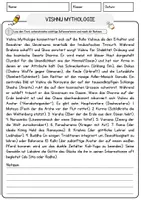 Vorschau - Arbeitsblätter - Vishnu Mythologie Religion Arbeitsblätter mit Fragen + Lösungen Lesetext - Seite 1