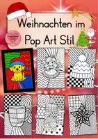 Vorschau - Mal- und Bastelvorlagen - Weihnachten im Pop Art Stil – Kreative Ausmalbilder - Deckblatt