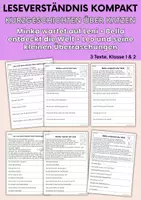 Vorschau - Arbeitsblätter - Haustier Katze - drei Kurzgeschichten | Leseverständnis Klasse1 & 2 - Deckblatt
