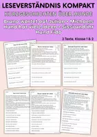 Vorschau - Arbeitsblätter - Haustier Hunde - drei Kurzgeschichten | Leseverständnis Klasse1 & 2 - Deckblatt