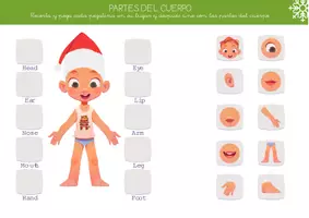 Vista previa - Juegos / Gamificación - Navidad – Partes del cuerpo | Recortar, Pegar y Asociar - Portada