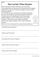 Vorschau - Arbeitsblätter - Haustier Hamster - drei Kurzgeschichten | Leseverständnis Klasse1 & 2 - Seite 1