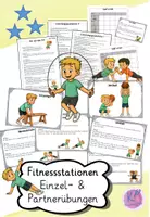 Vorschau - Arbeitsblätter - Fitnessstationen - Partner- und Einzelübungen für die Grundschule mit motivierende Rahmengeschichte - Deckblatt