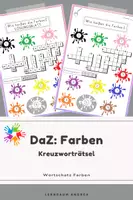 Vorschau - Arbeitsblätter - DaZ: Kreuzworträtsel - Farben erkennen & schreiben - Deckblatt