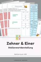 Vorschau - Arbeitsblätter - Zehner und Einer bis 100: Zahlen schreiben & Zahlwörter zuordnen - Deckblatt