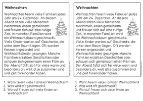 Vorschau - Arbeitsblätter - Weihnachten - Sachtexte für Hefteinträge, 3x differenziert | Leseverständnis Klasse 1 & 2 - Seite 1