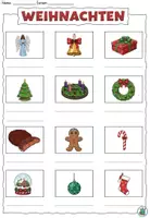 Vorschau - Arbeitsblätter - "Weihnachten" Wörterliste mit Wörtertabelle DaZ / DaF / Deutsch - Seite 1