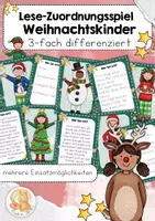 Vorschau - Stationenlernen - Lesespiel Weihnachten – Weihnachtskinder | Zuordnungsspiel, Lesen, Lesetraining, Lesefördeurng, Bildkarten - Deckblatt