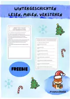 Vorschau - Arbeitsblätter - Freebie Lesen und Malen zum Thema Winter und Weihnachten - mit Aufgaben zum Leseverständnis (Deutsch Klasse 2 und 3) - Deckblatt