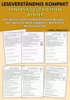 Vorschau - Arbeitsblätter - Drei Fantasiegeschichten Winter - Winterfuchs, Eiszapfen, Laterne | Leseverständnis Klasse 1 & 2 - Deckblatt