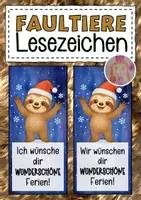 Vorschau - Anderer Materialtyp - Faultierklasse Lesezeichen zu Weihnachten - Deckblatt