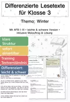 Vorschau - Arbeitsblätter - Lesetexte Winter – Klasse 3 | differenziert - Deckblatt