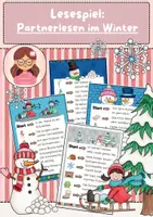 Vorschau - Aufgabenkarten - Lesespiel: Partnerlesen im Winter - Deckblatt