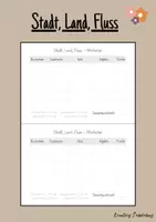 Vorschau - Arbeitsblätter - Stadt, Land, Fluss - Wortarten - Deckblatt