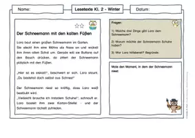 Vorschau - Arbeitsblätter - „Lesetexte Winter – Klasse 2 | differenziert - Seite 2