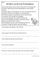 Vorschau - Arbeitsblätter - Drei Fantasiegeschichten Frühling - Biene, Blumentopf, Maulwurf | Leseverständnis Klasse 1 & 2 - Seite 1