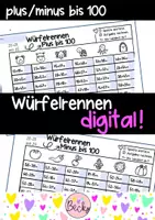 Vorschau - Arbeitsblätter - Würfelrennen plus/minus bis 100 Arbeitsblatt und interaktive PDF (#homeschooling) - Deckblatt