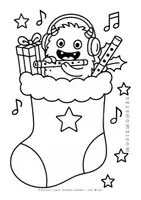 Vorschau - Arbeitsblätter - Nikolausstiefel der Musikmonster – 5 lustige Ausmalvorlagen für die Weihnachtszeit - Seite 1