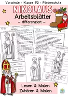 Vorschau - Stundenentwürfe - Nikolaus Arbeitsblätter Klasse 1, Klasse 2, DaZ, Förderschule - Deckblatt