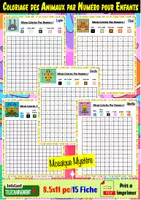 Aperçu - Matériel pour travaux manuels / dessin - Mosaïque Mystère : Coloriage des Animaux par Numéro pour Enfants - Page de couverture