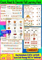 Aperçu - Matériel pour travaux manuels / dessin - Count, Read & Decode! Fall Learning Pack - Page de couverture