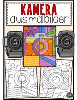 Vorschau - Mal- und Bastelvorlagen - Elektronische: Kamera, Telefone, Laptop, Mikrofon Pop Art Ausmalbilder Materialpaket - Deckblatt