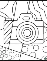 Vorschau - Mal- und Bastelvorlagen - Elektronische: Kamera, Telefone, Laptop, Mikrofon Pop Art Ausmalbilder Materialpaket - Seite 1