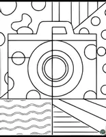 Vorschau - Mal- und Bastelvorlagen - Elektronische: Kamera, Telefone, Laptop, Mikrofon Pop Art Ausmalbilder Materialpaket - Seite 2