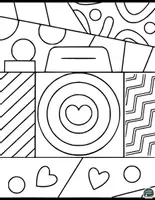 Vorschau - Mal- und Bastelvorlagen - Elektronische: Kamera, Telefone, Laptop, Mikrofon Pop Art Ausmalbilder Materialpaket - Seite 3