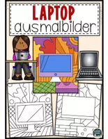 Vorschau - Mal- und Bastelvorlagen - Bunte Laptop Pop-Art Ausmalbilder - Deckblatt